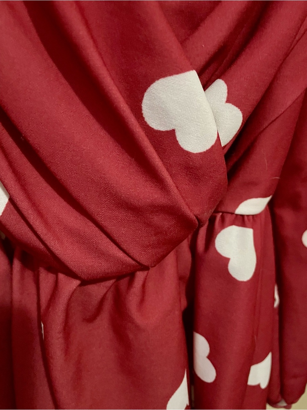 Red Heart Print Peplum Wrap Blouse - Picture 4 of 5